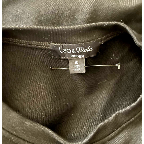 Lea & Viola Womens Eyelet Sweater & Pant 2 PC Set Long Sleeve Size S Black - Picture 10 of 11